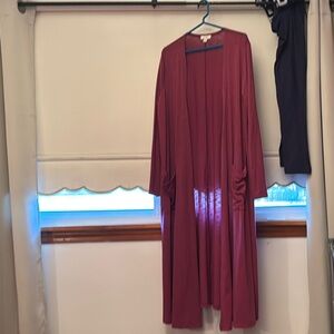Elegant Burgundy Long Cardigan